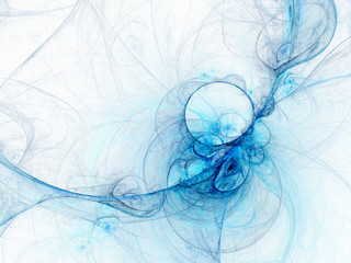 Fototapeta na wymiar Light blue swirly curve, digital fractal art design