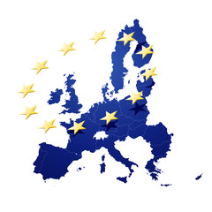 Vector Illustration of a map of European union