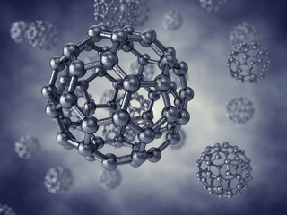 Graphene buckyballs , 3d illustration