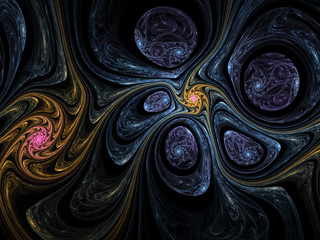 Gravity connecting stars, digital fractal art design