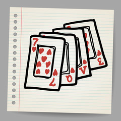 Doodle playing cards with the word love