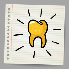 Gold tooth doodle vector illustration