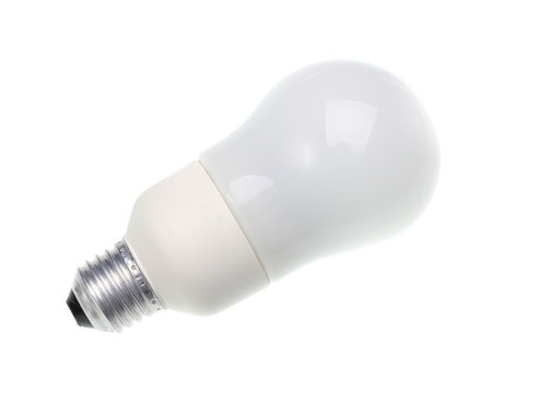 White energy saving bulb, Illuminated light bulb, CFL bulb