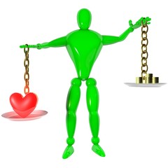 3d rendered human with scale concept love is better than money