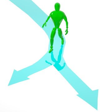 3d human on arrows need right choose