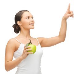 woman with green apple