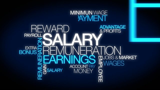 Salary remuneration earning word tag cloud animation