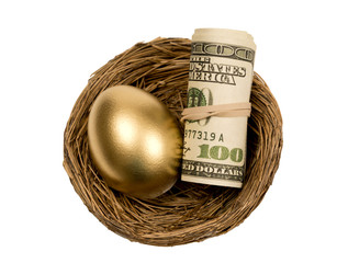 Golden Egg With Roll Of Money In Nest