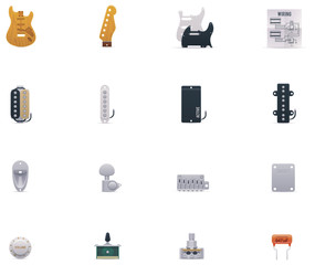 Vector guitar parts icon set