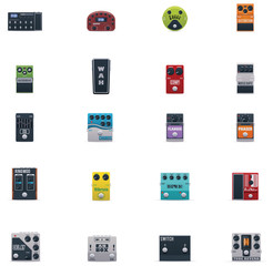 Vector guitar effects icons set