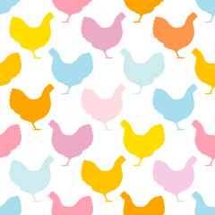 Seamless Pattern Hen Blue