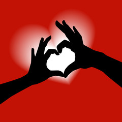 Love shape hand silhouette