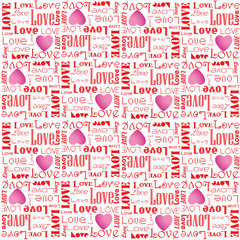 valentine pattern with love text on white background