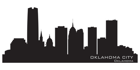 Oklahoma City skyline. Detailed silhouette - obrazy, fototapety, plakaty