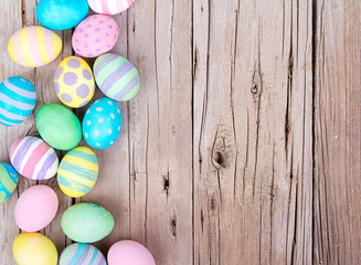 Easter eggs on a wooden background