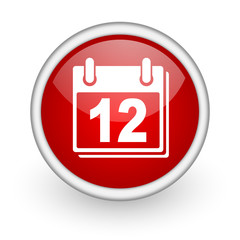 planner red circle web icon on white background