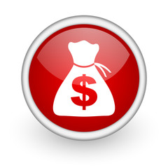 money red circle web icon on white background