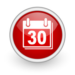 calendar red circle web icon on white background