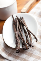 vanilla pods on kitchen table