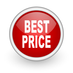 best price red circle web icon on white background