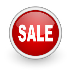 sale red circle web icon on white background