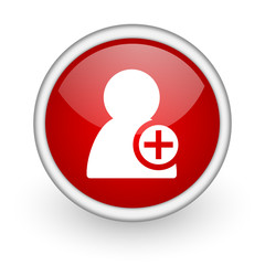 add contact red circle web icon on white background