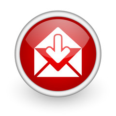 mail red circle web icon on white background