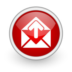 mail red circle web icon on white background