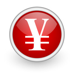 yen red circle web icon on white background