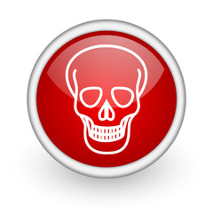 skull red circle web icon on white background