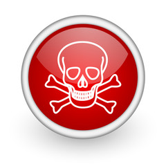 skull red circle web icon on white background