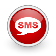 sms red circle web icon on white background