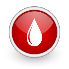 water drop red circle web icon on white background