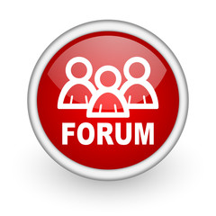forum red circle web icon on white background
