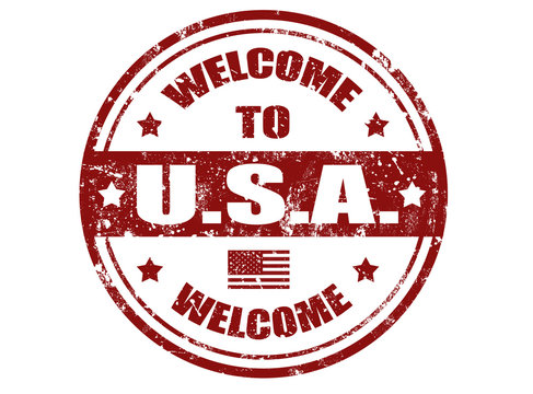 Welcome in USA stamp