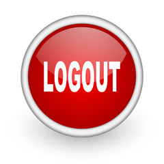logout red circle web icon on white background
