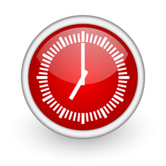 clock red circle web icon on white background