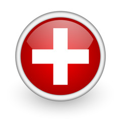 emergency red circle web icon on white background