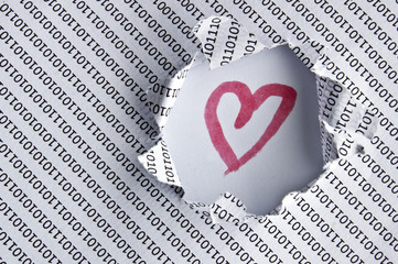 Vіrezanoe heart in a piece of paper