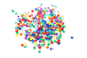 colorful confetti over white background