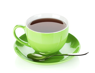 Green tea cup with spoon