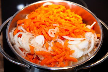 carrots an onions for Dutch hutspot stew