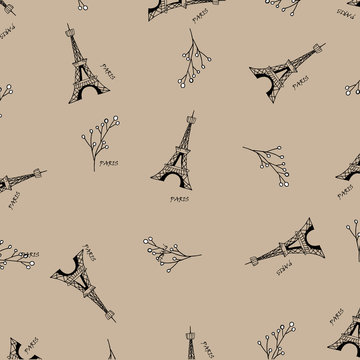 Paris seamless pattern with eiffel tower