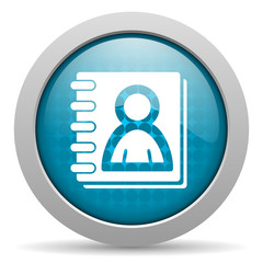 address book blue glossy icon on white background
