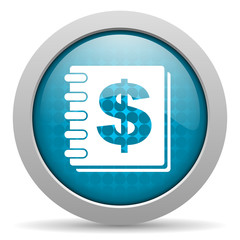 money blue glossy icon on white background