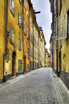Stockholm Old Town cobblestone street.