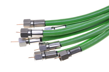 Green coaxial cable tv withe connectors 