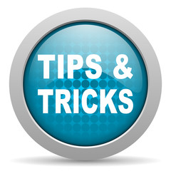 tips blue glossy icon on white background