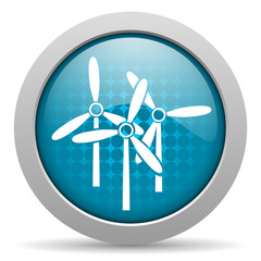 windmill blue glossy icon on white background