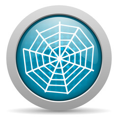 spider web blue glossy icon on white background